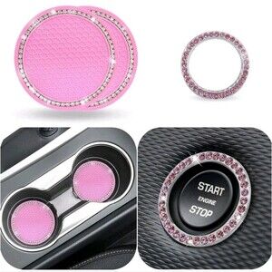 3pcs Reinstone Bling Universal Car  lnteriorAccessories Set ~Pink